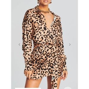 NWT SER.O.YA Retrofete "Demi" Dress In Leopard Print. 100% Silk. Size S